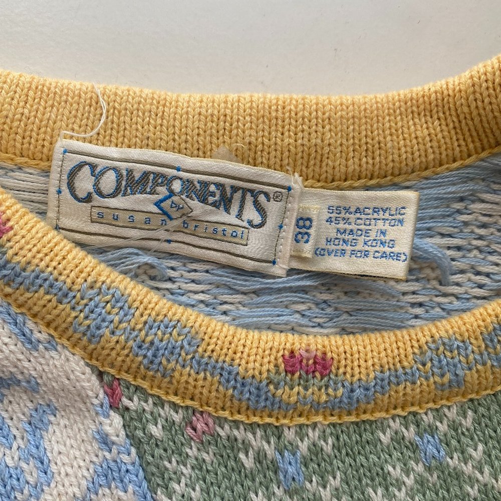 Vintage Hand-Embroidered Funky Floral Sweater Vest - Picture 6 of 8